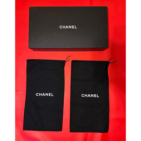 Chanel Empty Tall Boot Box Dust And Cover Bags 22 x 11 3/4 x 4 1/2 Made Italy - Picture 1 of 16